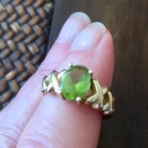 14k gold and peridot ring.